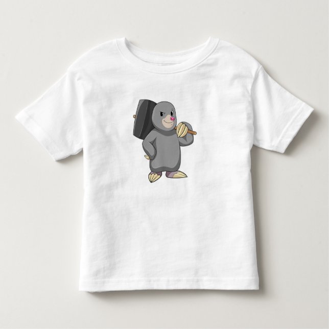 Camiseta Infantil Mole como Handyman com Hammer (Frente)