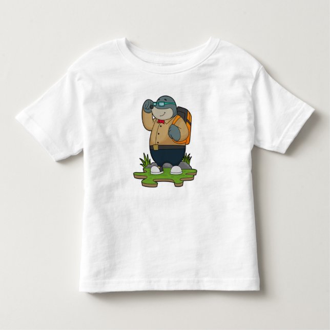 Camiseta Infantil Mole como Hiker com Backpack (Frente)