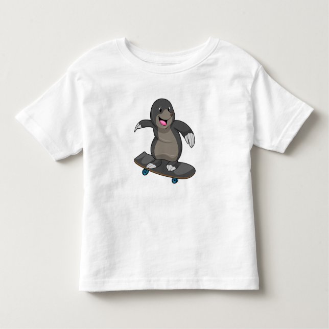 Camiseta Infantil Mole como skater com skate (Frente)