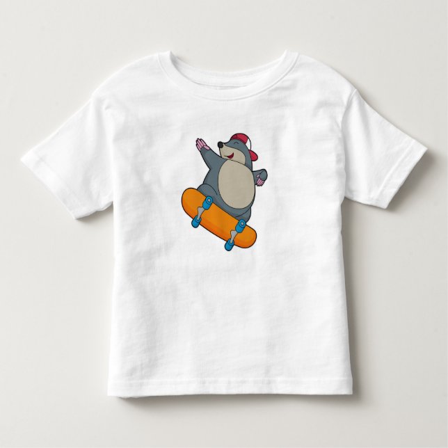 Camiseta Infantil Mole como skater com skate (Frente)