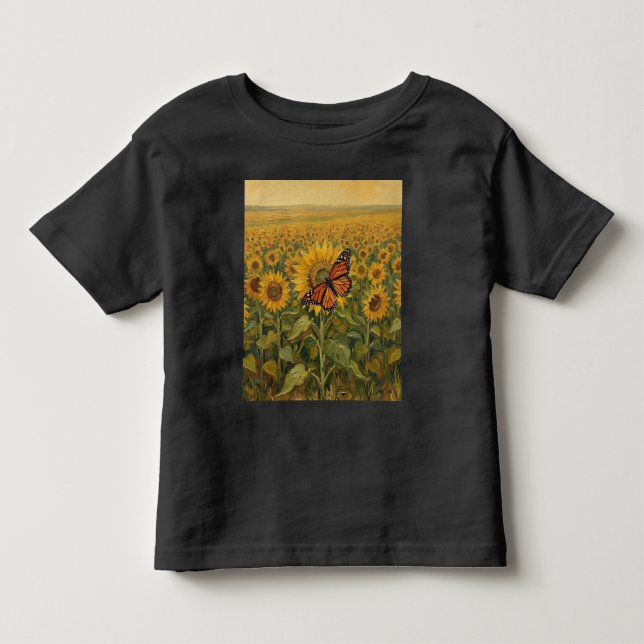 Camiseta Infantil Monarca com Girassóis (Frente)