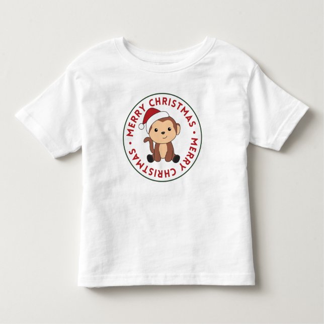 Camiseta Infantil Monkey Christmas Snow Winter Animals Monkeys (Frente)