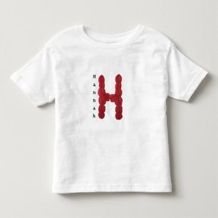 Camiseta Infantil Monograma Adorável H Mão Feita em Rosa