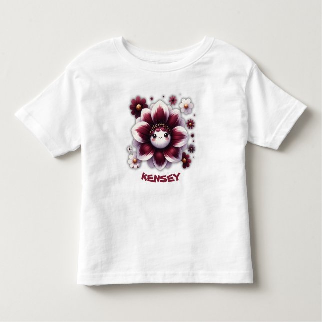 Camiseta Infantil Monograma Brito e Flor Branca | (Frente)