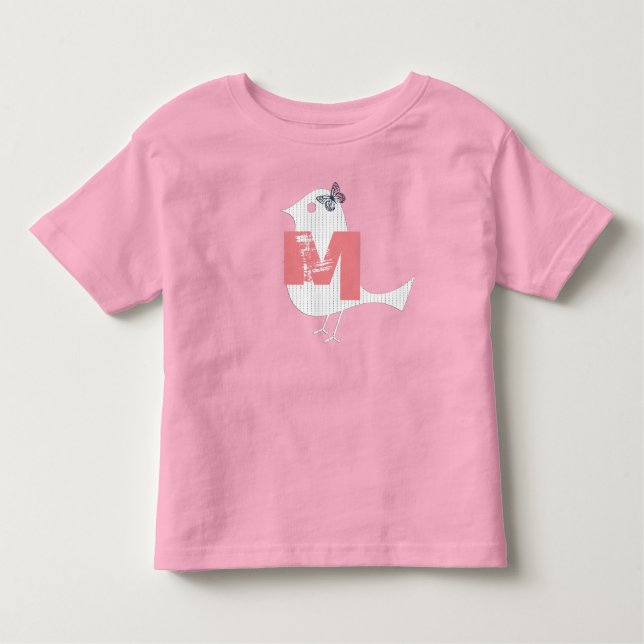 Camiseta Infantil Monograma de Pássaro Legal Personalizado (Frente)
