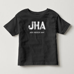 CAMISETA INFANTIL MONOGRAMA DE TRÊS LETRAS BRANCO MINIMALISTA NOME P