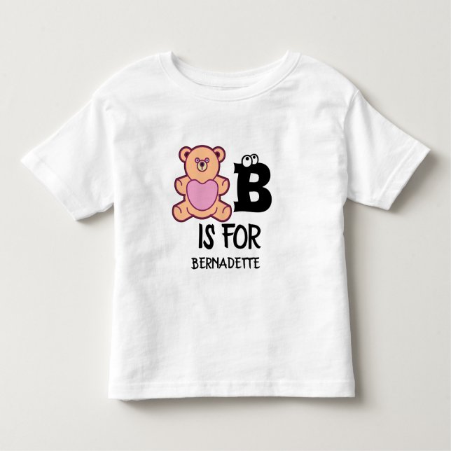 Camiseta Infantil Monograma personalizado B é para ter um animal eng (Frente)