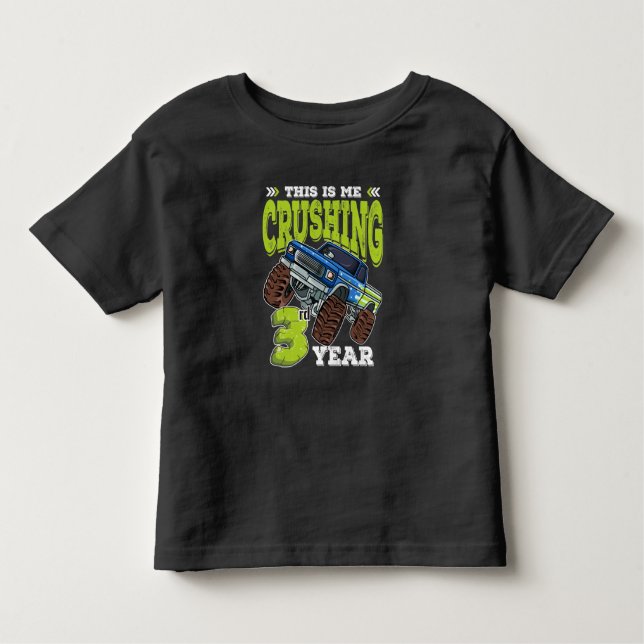 Camiseta Infantil Monster Truck aniversário de 3 anos (Frente)