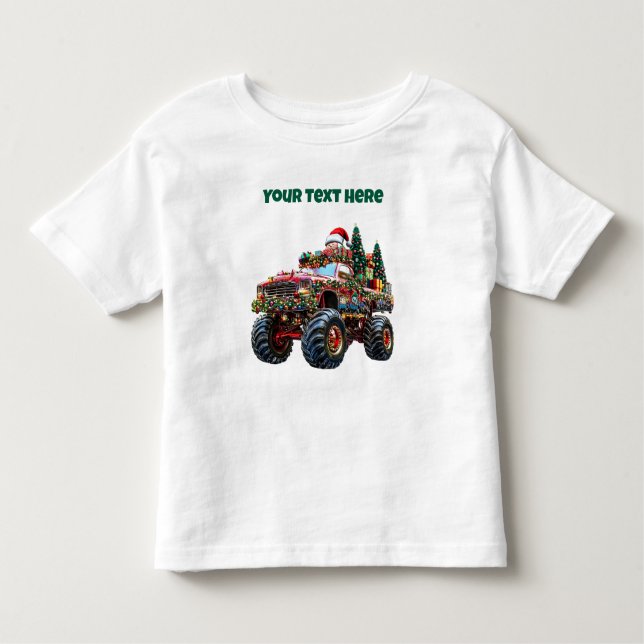 Camiseta Infantil Monster Truck Christmas - Editable Toddler Jersey (Frente)