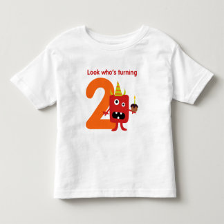 Camiseta Infantil Monstro bonito do Tshirt do segundo aniversário