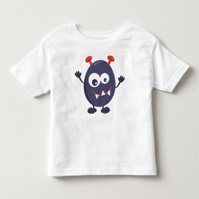 Camiseta Infantil Monstro Bonito, Monstro Engraçado, Monstro Azul, C (Frente)
