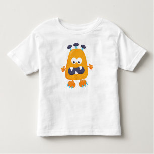 Camiseta Infantil Monstro Bonito, Monstro Laranja, Cornos, Monstro E