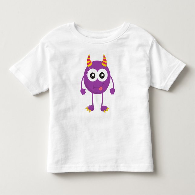 Camiseta Infantil Monstro Bonito, Monstro Roxo, Monstro Engraçado, C (Frente)