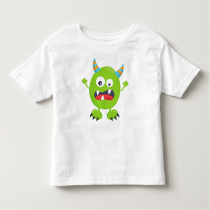 Camiseta Infantil Monstro Bonito, Monstro Verde, Monstro Engraçado, 