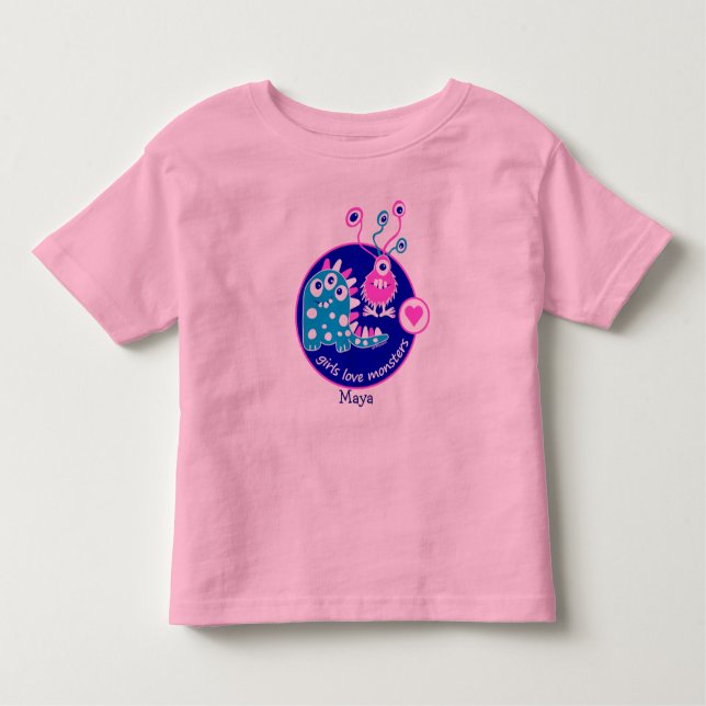 Camiseta Infantil Monstro cor-de-rosa pequenos engraçados (Frente)