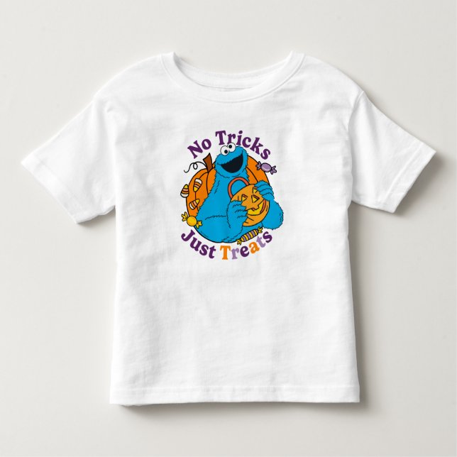 Camiseta Infantil Monstro de cookies | Sem Truques Apenas Tratamento (Frente)