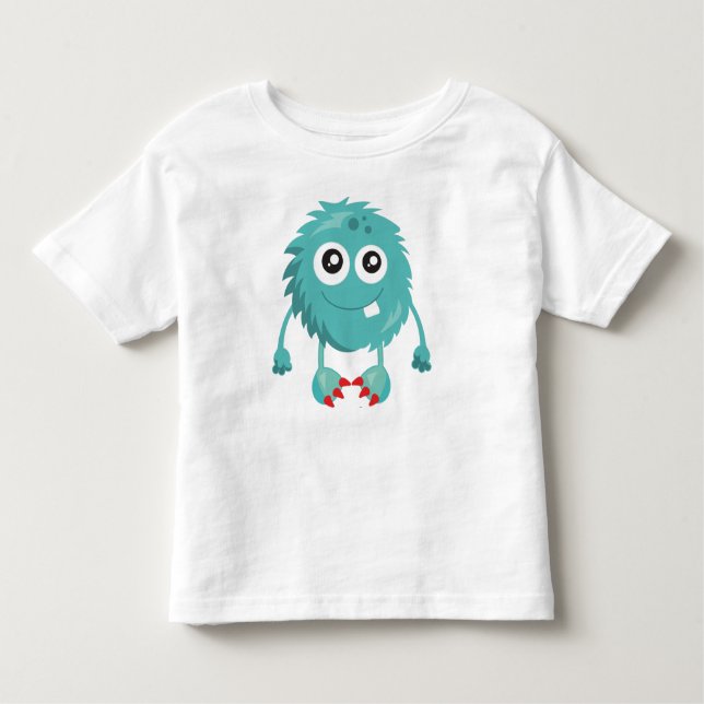 Camiseta Infantil Monstro de Furtos, Monstro Azul, Monstro Bonito, B (Frente)