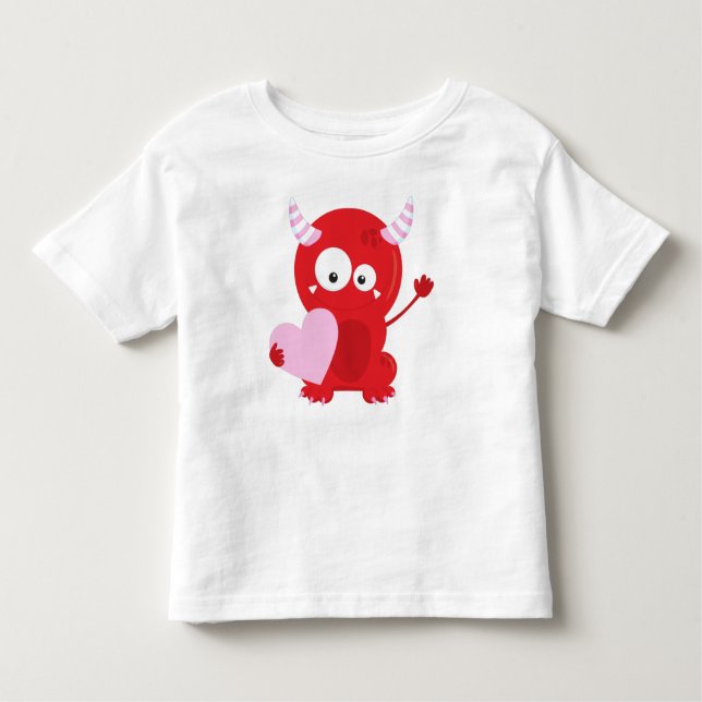 Camiseta Infantil Monstro do dia de os namorados, Monstro Bonito, Co (Frente)