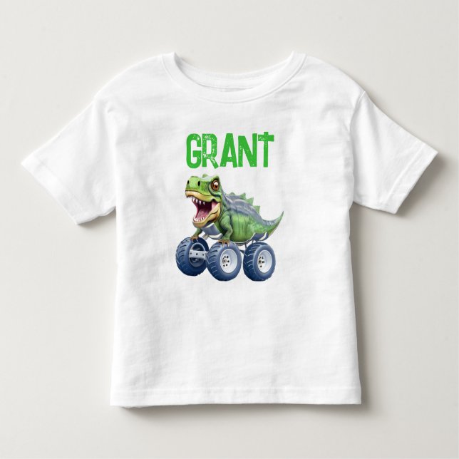 Camiseta Infantil Monstro do Dinossauro, caminhão personalizado de a (Frente)