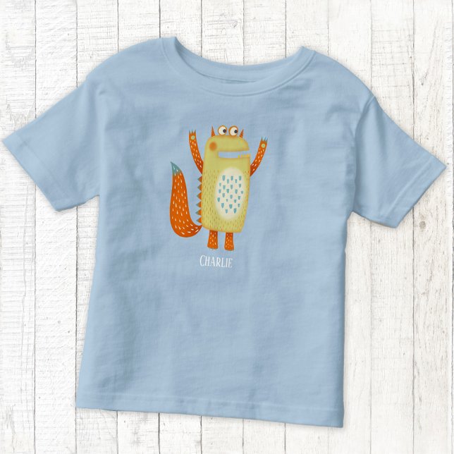 Camiseta Infantil Monstros Bons Personalizados (Cute little monsters personalized name t-shirt)