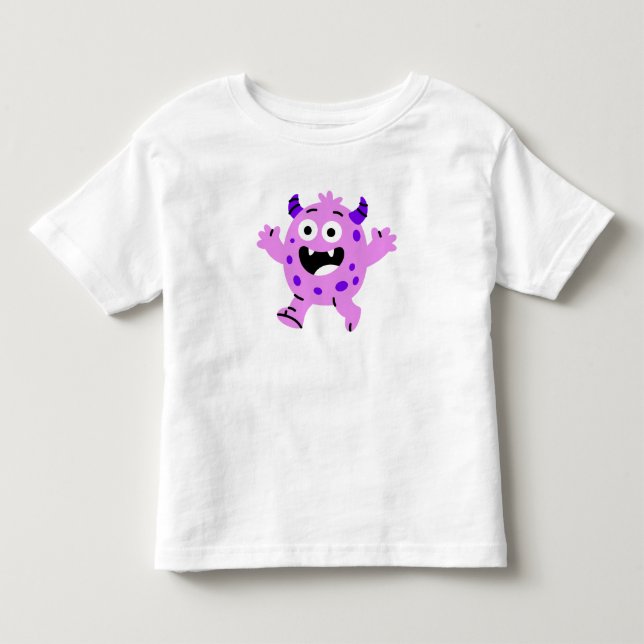 Camiseta Infantil Monstrosinhos Roxos Felizes (Frente)
