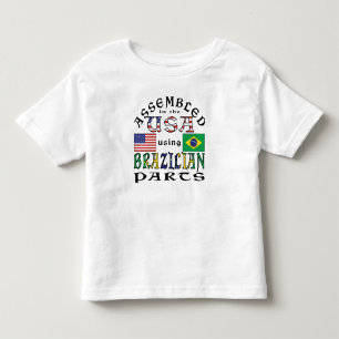 Camiseta Infantil Montado nos EUA usando peças brasileiras