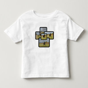 Camiseta Infantil Montagem de Vaca Negra Fuja,