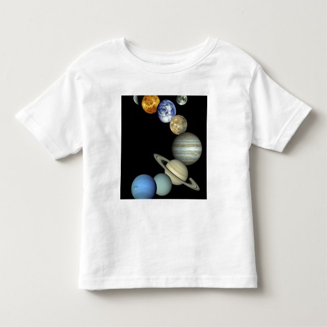 Camiseta Infantil Montagem do sistema solar (Frente)