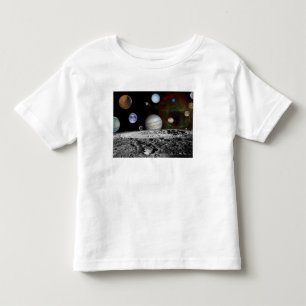 Camiseta Infantil Montagem dos planetas e das luas de Jupiter
