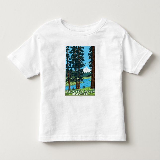 Camiseta Infantil Montante do rio de Metolius, Oregon (Frente)