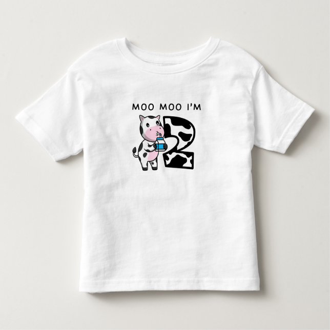 Camiseta Infantil Moo, sou dois segundos aniversários de Sons de Vac (Frente)