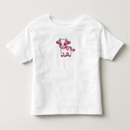 Camiseta Infantil Moo Sweet: Vaca Sentada, Rosa e Branca