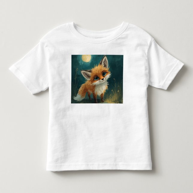 Camiseta Infantil Moonlit Fox, Night Forest T-Shirt (Frente)