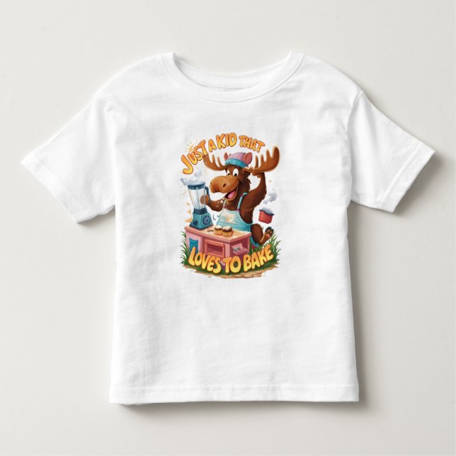 Camiseta Infantil Moose Chef Cozinhar uma tempestade (Frente)