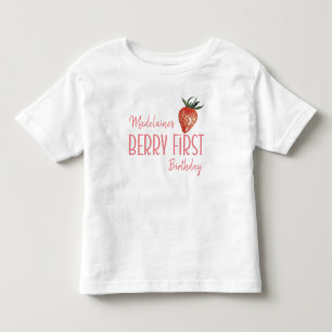 Camiseta Infantil Morango Nome 1rua Berry Primeiro Aniversário