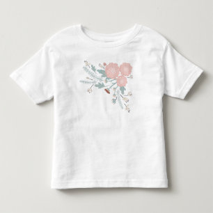 Camiseta Infantil Motif de Flor Azul-Rosa Misturado com Flor Azul