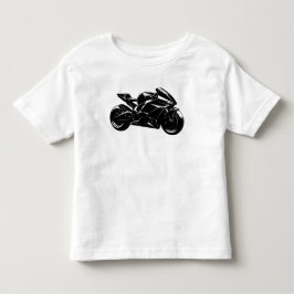 Camiseta Infantil Motocicleta Futurista Vetor Preto Branco