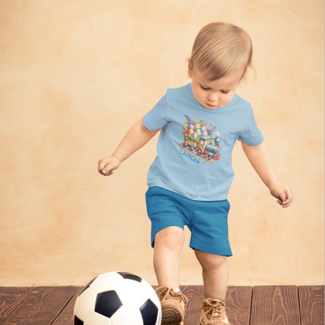 Camiseta Infantil Motor De Comboio Carregado Com Ovos De Páscoa (Criador carregado)