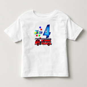 Camiseta Infantil Motor de incêndio de 4 anos