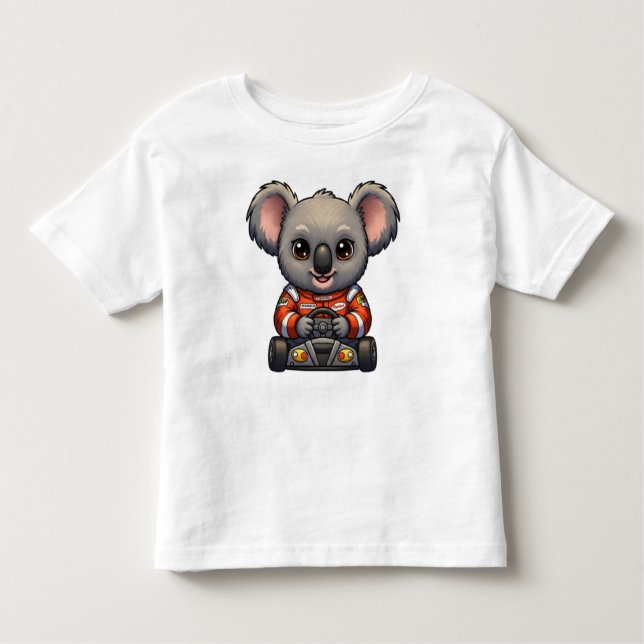 Camiseta Infantil Motorista De Carro Cute Baby Koala Race (Frente)