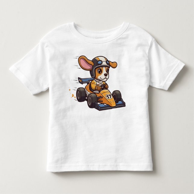 Camiseta Infantil Motorista De Carro De Raça De Beagle Cute (Frente)