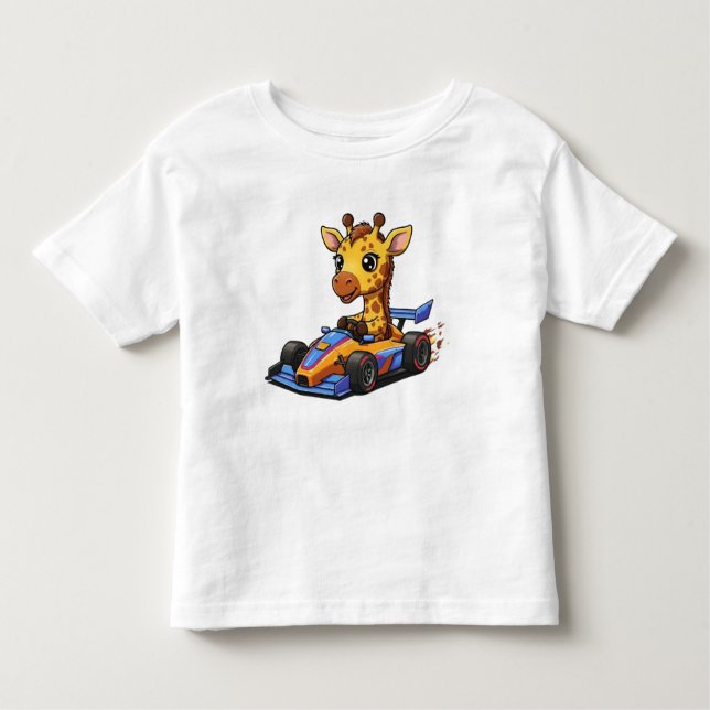 Camiseta Infantil Motorista De Carro Race Giraffe De Bebê Bonito (Frente)