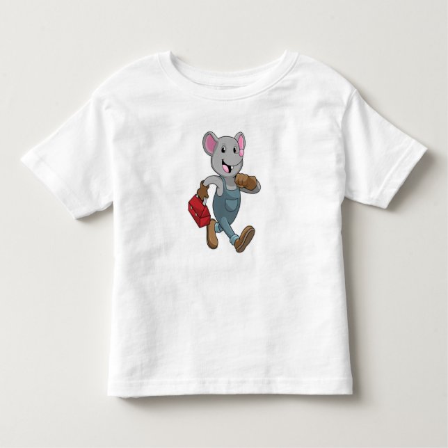 Camiseta Infantil Mouse como Handyman com Toolbox (Frente)
