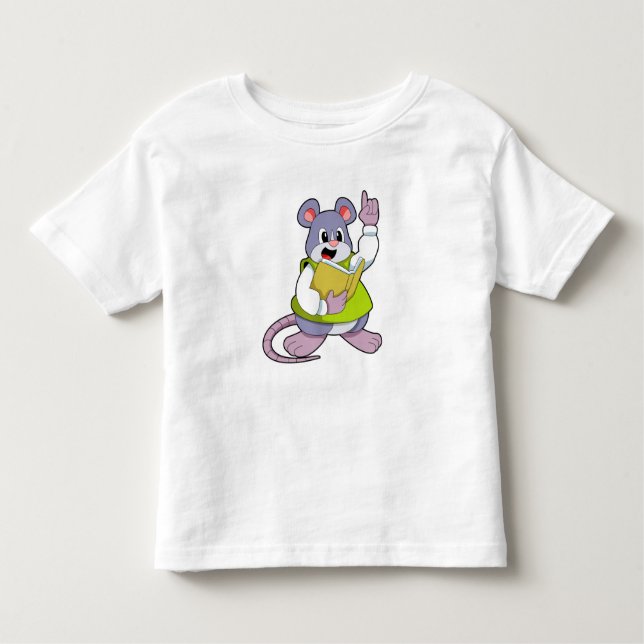 Camiseta Infantil Mouse como professor com livro (Frente)