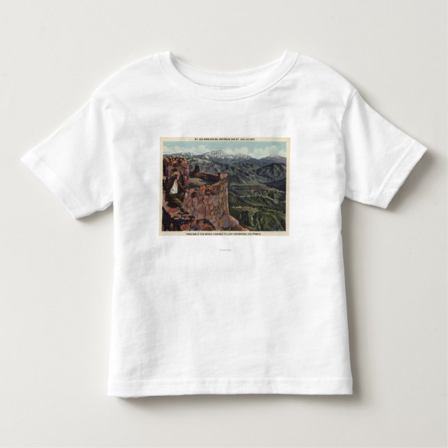 Camiseta Infantil Mt. San Bernardino, borda O o mundo Hwy (Frente)