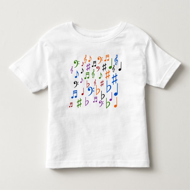 Camiseta Infantil Muitas notas e símbolos musicais (Frente)