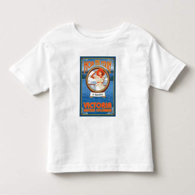 Camiseta Infantil Mulher Andando Ferry - Victoria, BC Canadá (Frente)