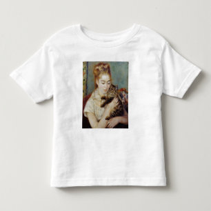 Camiseta Infantil Mulher com gato por Pierre-Auguste Renoir