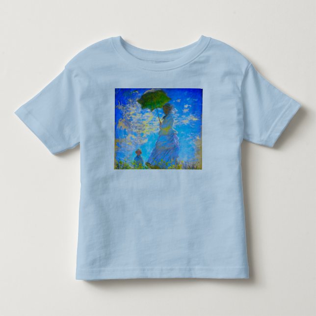 Camiseta Infantil Mulher com Guarda-Sol de Monet (Frente)