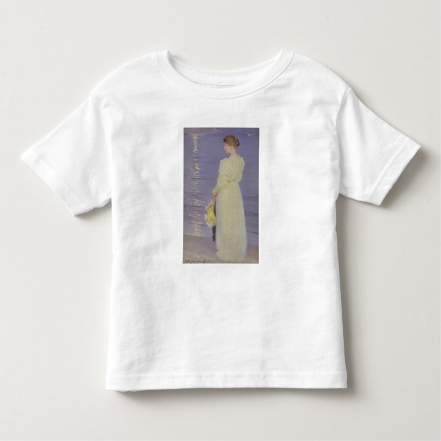 Camiseta Infantil Mulher de branco em uma praia, 1893 (Frente)